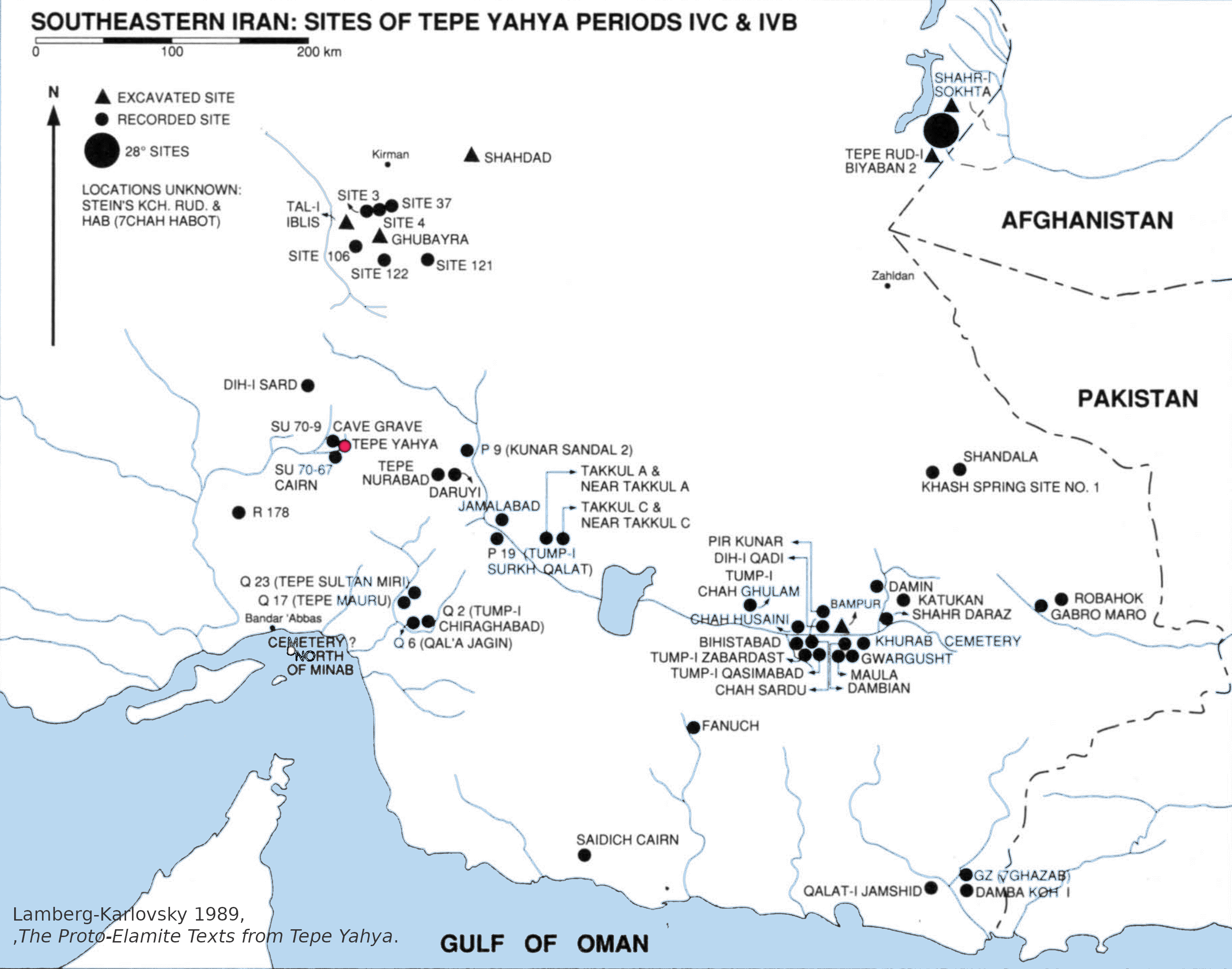 Sites du sud de l'Iran des périodes IVC et IVB de Tepe Yahya, Karlovky 1989